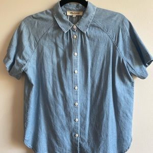 Madewell light wash denim short sleeved button up